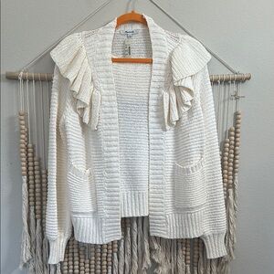 NWT White Madewell Ruffle Cardigan Sweater XS